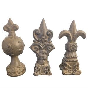 Set of 3 Ceramic Fleur-de-Lis Finials